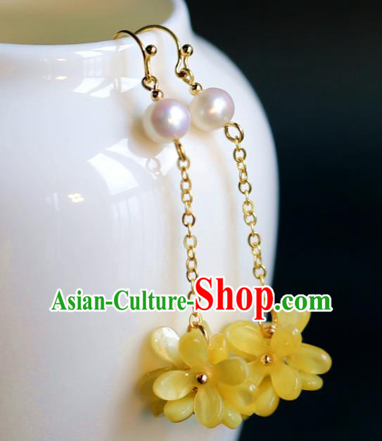 Traditional Chinese Handmade Yellow Fragrans Earrings Ancient Hanfu Ear Accessories for Women Traditional Chinese Handmade Yellow Fragrans Earrings Ancient Hanfu Ear Accessories for Women