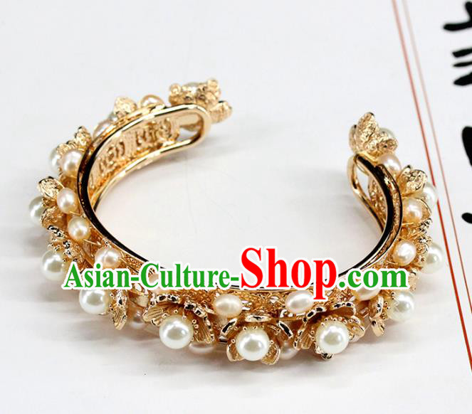 Traditional Chinese Ming Dynasty Pearls Bracelet Ancient Handmade Bangle Accessories for Women