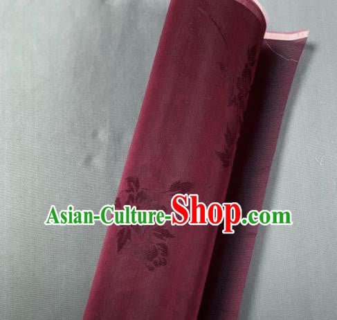Chinese Traditional Classical Flowers Pattern Design Purplish Red Silk Fabric Asian Hanfu Material Chinese Traditional Classical Flowers Pattern Design Purplish Red Silk Fabric Asian Hanfu Material