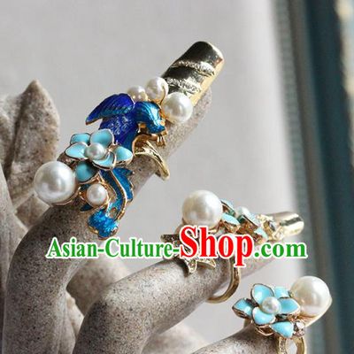 Traditional Chinese Wedding Nail Wrap Handmade Bride Fingernail Accessories for Women