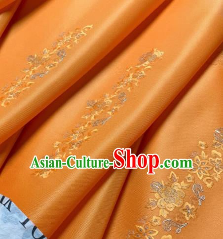 Chinese Traditional Classical Embroidered Flowers Pattern Design Orange Silk Fabric Asian Hanfu Material Chinese Traditional Classical Embroidered Flowers Pattern Design Orange Silk Fabric Asian Hanfu Material