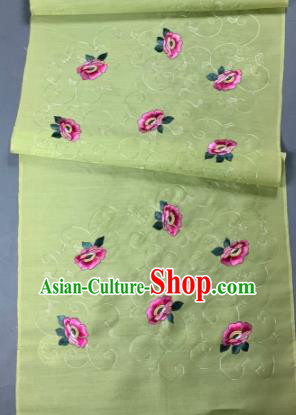 Chinese Traditional Classical Embroidered Flowers Pattern Design Green Silk Fabric Asian Hanfu Material Chinese Traditional Classical Embroidered Flowers Pattern Design Green Silk Fabric Asian Hanfu Material