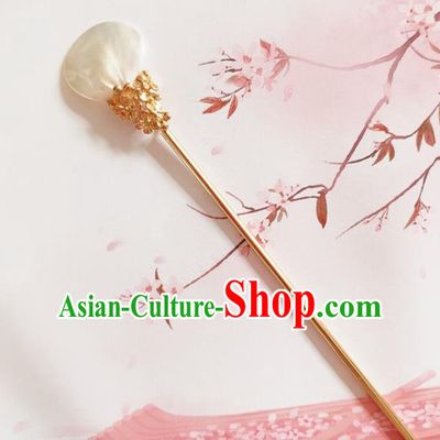 Traditional Chinese Golden Shell Hairpin Headdress Ancient Court Hair Accessories for Women