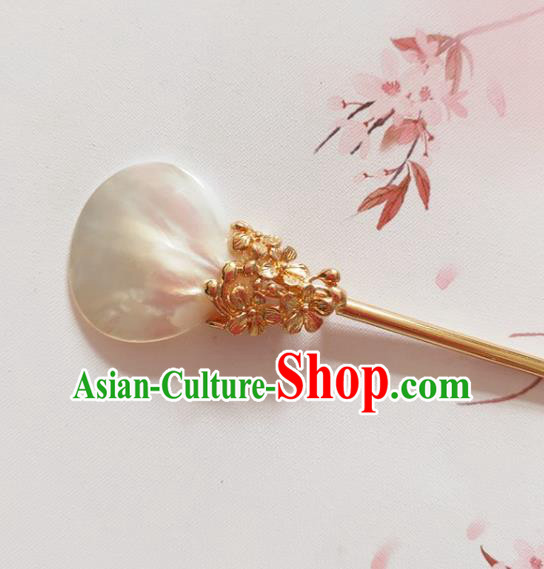 Traditional Chinese Golden Shell Hairpin Headdress Ancient Court Hair Accessories for Women Traditional Chinese Golden Shell Hairpin Headdress Ancient Court Hair Accessories for Women