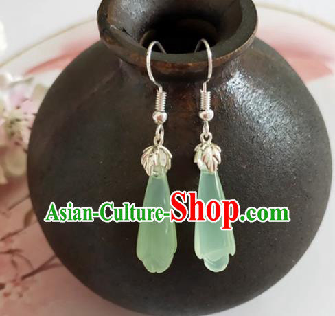 Traditional Chinese Handmade Jade Magnolia Earrings Ancient Hanfu Ear Accessories for Women Traditional Chinese Handmade Jade Magnolia Earrings Ancient Hanfu Ear Accessories for Women