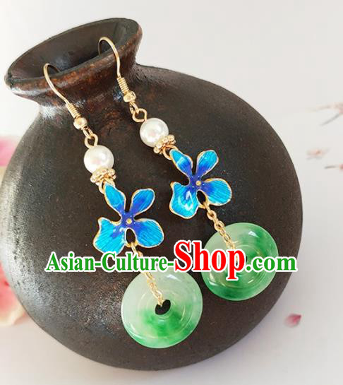 Traditional Chinese Handmade Cloisonne Jade Earrings Ancient Hanfu Ear Accessories for Women Traditional Chinese Handmade Cloisonne Jade Earrings Ancient Hanfu Ear Accessories for Women