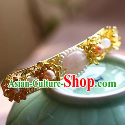 Traditional Chinese Palace Golden Hairpin Headdress Ancient Court Hair Accessories for Women