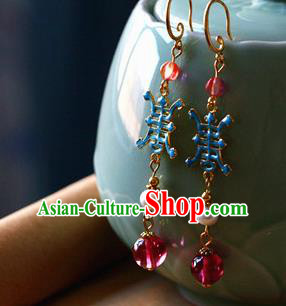 Traditional Chinese Handmade Blueing Earrings Ancient Hanfu Ear Accessories for Women Traditional Chinese Handmade Blueing Earrings Ancient Hanfu Ear Accessories for Women