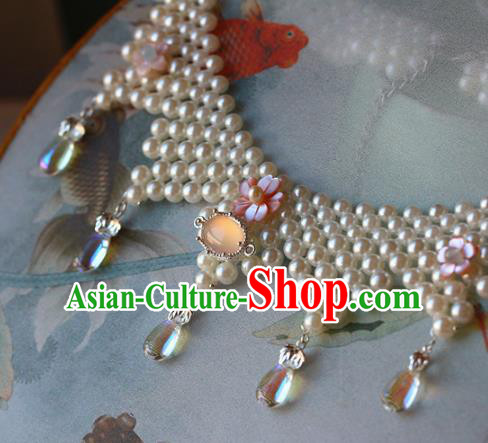 Traditional Chinese Handmade Necklace Ancient Hanfu Pearls Necklet Accessories for Women Traditional Chinese Handmade Necklace Ancient Hanfu Pearls Necklet Accessories for Women