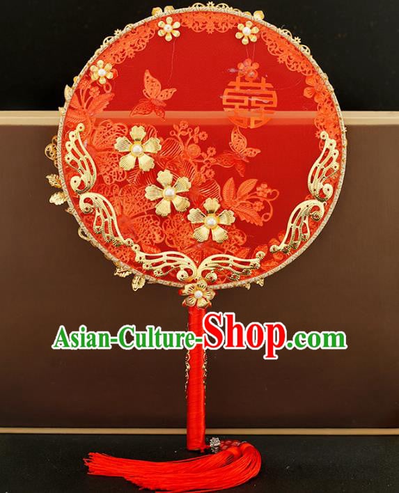 Traditional Chinese Classical Red Round Fans Ancient Hanfu Wedding Palace Fan for Women Traditional Chinese Classical Red Round Fans Ancient Hanfu Wedding Palace Fan for Women