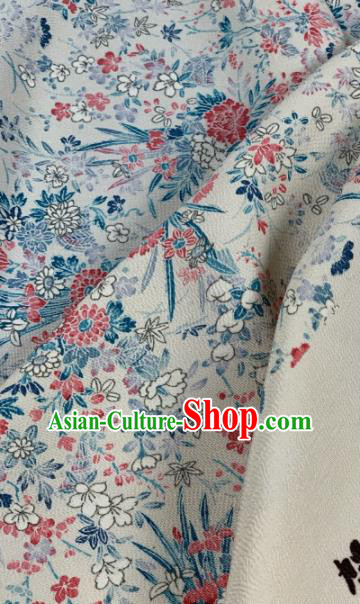 Chinese Traditional Classical Flowers Pattern Design White Silk Fabric Asian Hanfu Material Chinese Traditional Classical Flowers Pattern Design White Silk Fabric Asian Hanfu Material