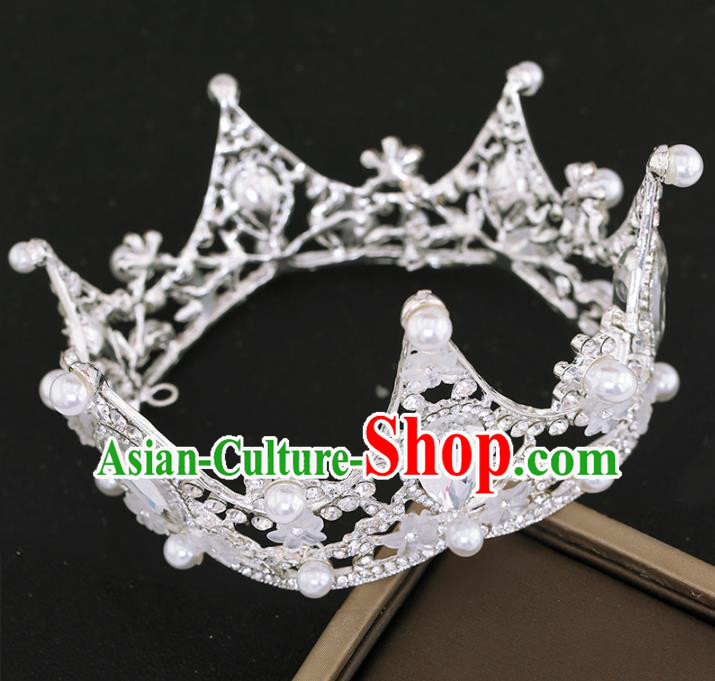 Top Grade Princess Royal Crown Handmade Baroque Bride Hair Accessories for Women Top Grade Princess Royal Crown Handmade Baroque Bride Hair Accessories for Women