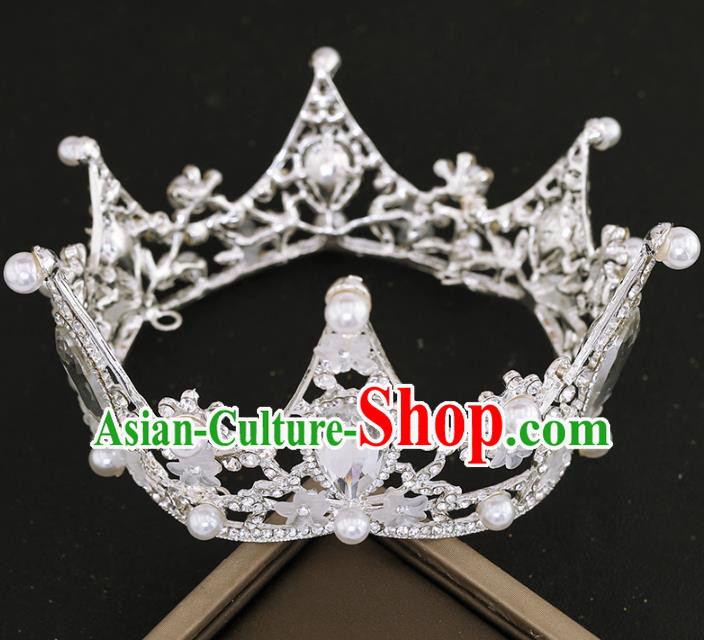 Top Grade Princess Royal Crown Handmade Baroque Bride Hair Accessories for Women Top Grade Princess Royal Crown Handmade Baroque Bride Hair Accessories for Women