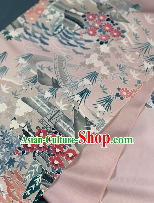 Chinese Traditional Classical Flowers Pattern Design Pink Silk Fabric Asian Hanfu Material Chinese Traditional Classical Flowers Pattern Design Pink Silk Fabric Asian Hanfu Material