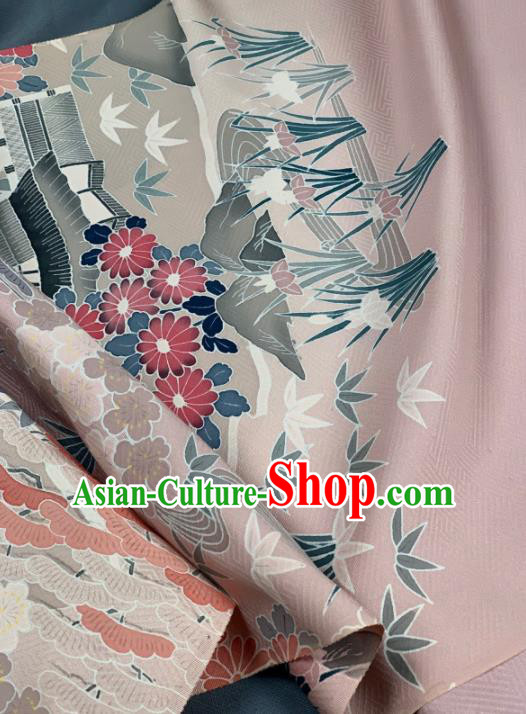 Chinese Traditional Classical Flowers Pattern Design Pink Silk Fabric Asian Hanfu Material Chinese Traditional Classical Flowers Pattern Design Pink Silk Fabric Asian Hanfu Material