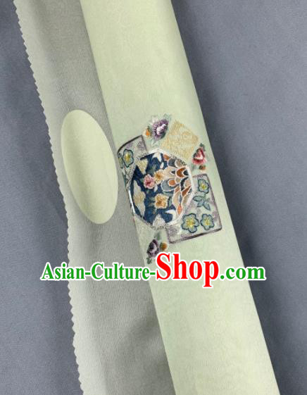 Chinese Traditional Embroidered Pattern Design Light Green Silk Fabric Asian Hanfu Material Chinese Traditional Embroidered Pattern Design Light Green Silk Fabric Asian Hanfu Material
