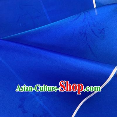 Chinese Traditional Orchid Pattern Design Royalblue Silk Fabric Asian Hanfu Material
