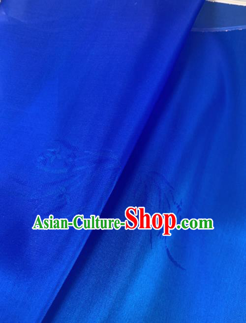 Chinese Traditional Orchid Pattern Design Royalblue Silk Fabric Asian Hanfu Material Chinese Traditional Orchid Pattern Design Royalblue Silk Fabric Asian Hanfu Material