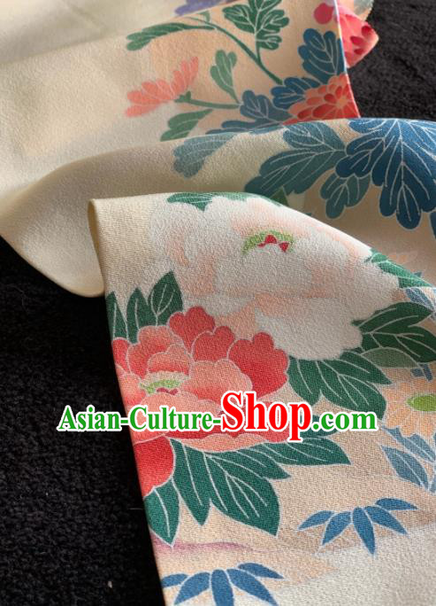Chinese Traditional Printing Chrysanthemum Pattern Design Beige Silk Fabric Asian Hanfu Material Chinese Traditional Printing Chrysanthemum Pattern Design Beige Silk Fabric Asian Hanfu Material
