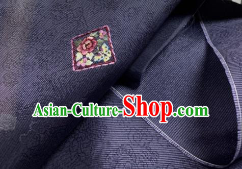 Chinese Traditional Embroidered Flowers Pattern Design Navy Silk Fabric Asian Hanfu Material Chinese Traditional Embroidered Flowers Pattern Design Navy Silk Fabric Asian Hanfu Material
