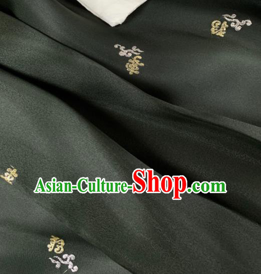 Chinese Traditional Embroidered Flowers Pattern Design Atrovirens Silk Fabric Asian Hanfu Material Chinese Traditional Embroidered Flowers Pattern Design Atrovirens Silk Fabric Asian Hanfu Material