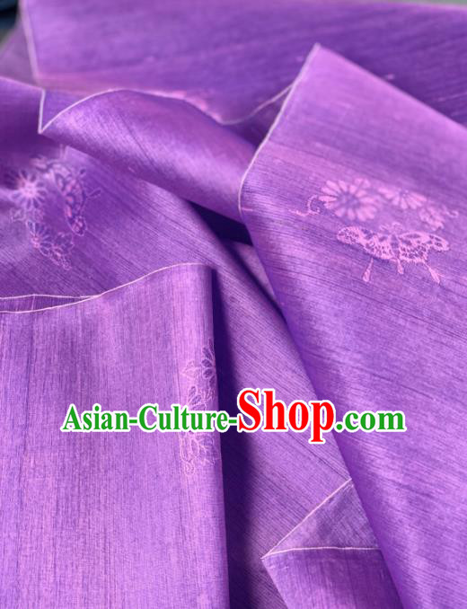Chinese Traditional Classical Peony Chrysanthemum Pattern Design Purple Silk Fabric Asian Hanfu Material Chinese Traditional Classical Peony Chrysanthemum Pattern Design Purple Silk Fabric Asian Hanfu Material
