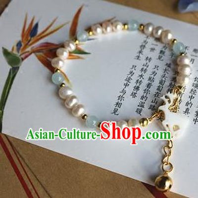 Traditional Chinese Handmade Pearls Bracelet Ancient Hanfu Bangle Accessories for Women