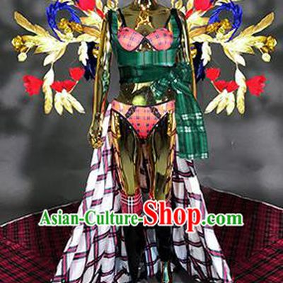 Top Stage Show Brazilian Carnival Costume Catwalks Miami Feathers Deluxe Wings for Women