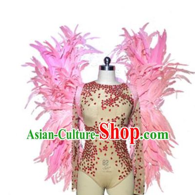 Top Miami Catwalks Pink Feather Wings Stage Show Brazilian Carnival Costume for Women