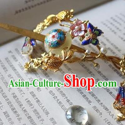 Traditional Chinese Palace Golden Hairdo Crown and Hairpin Headdress Ancient Court Hair Accessories for Women