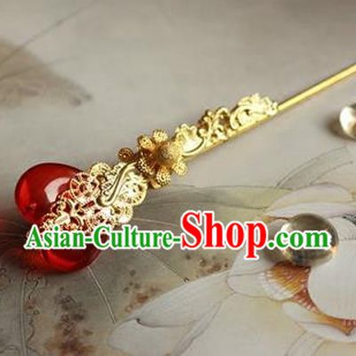 Traditional Chinese Bride Golden Hairpin Headdress Ancient Court Hair Accessories for Women