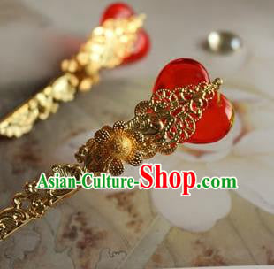 Traditional Chinese Bride Golden Hairpin Headdress Ancient Court Hair Accessories for Women