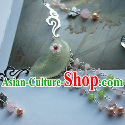 Traditional Chinese Handmade Jade Carving Necklace Ancient Hanfu Necklet Accessories for Women