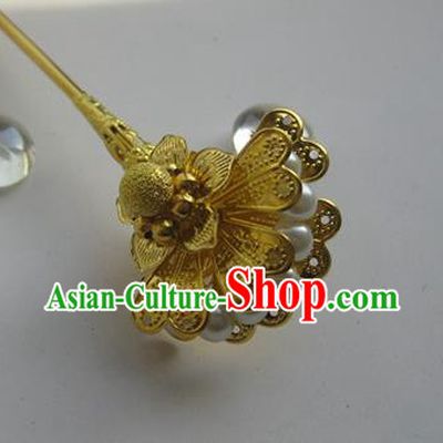 Traditional Chinese Bride Golden Ginkgo Leaf Hairpin Headdress Ancient Court Hair Accessories for Women