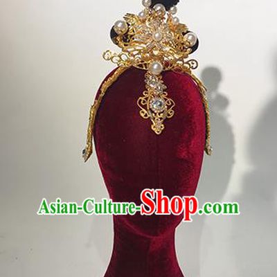 Traditional Chinese Stage Show Royal Crown Headdress Handmade Catwalks Hair Accessories for Women