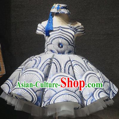 Top Children Dance Short Bubble Dress Catwalks Princess Stage Show Birthday Costume for Kids