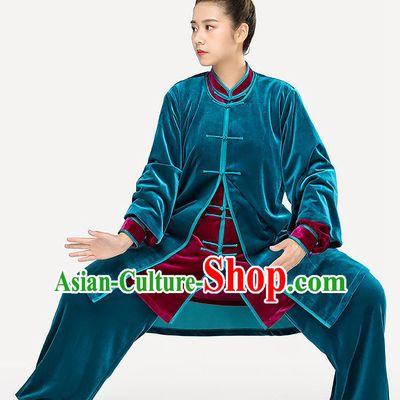 Traditional Chinese Tai Chi Competition Pleuche Outfits Martial Arts Stage Performance Costumes for Women