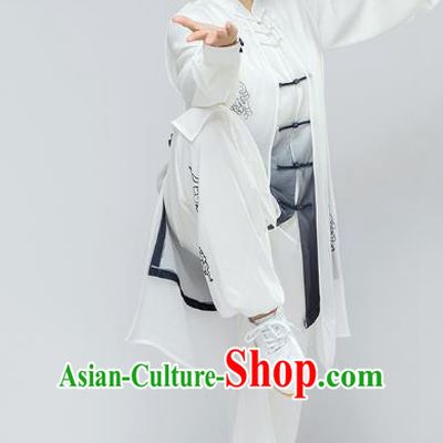 Top Tai Chi Kung Fu Hand Painting Clouds Outfits Chinese Traditional Martial Arts Stage Performance Costumes for Women