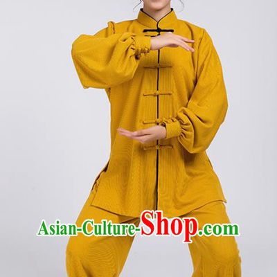 Top Chinese Tai Chi Chuan Training Ginger Outfits Traditional Kung Fu Martial Arts Competition Costumes for Women