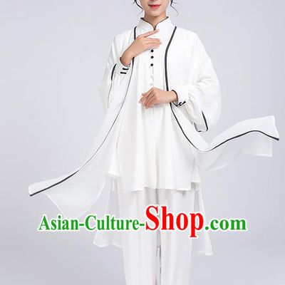 Top Chinese Martial Arts Black Edge Outfits Traditional Tai Chi Kung Fu Training Costumes for Women