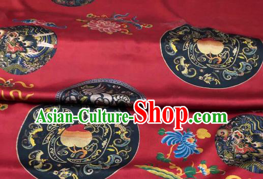 Chinese Traditional Peach Peony Design Pattern Red Silk Fabric Cheongsam Gambiered Guangdong Gauze Drapery Chinese Traditional Peach Peony Design Pattern Red Silk Fabric Cheongsam Gambiered Guangdong Gauze Drapery