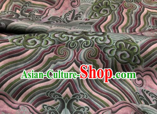 Chinese Traditional Wave Design Pattern Green Silk Fabric Cheongsam Gambiered Guangdong Gauze Drapery Chinese Traditional Wave Design Pattern Green Silk Fabric Cheongsam Gambiered Guangdong Gauze Drapery