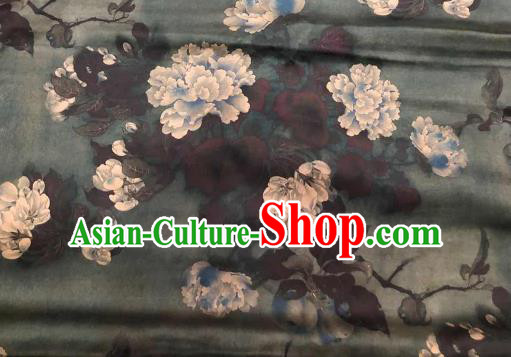 Chinese Traditional Peony Design Pattern Atrovirens Silk Fabric Cheongsam Gambiered Guangdong Gauze Drapery Chinese Traditional Peony Design Pattern Atrovirens Silk Fabric Cheongsam Gambiered Guangdong Gauze Drapery