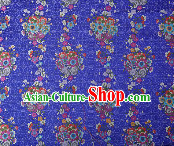 Chinese Traditional Snowflake Flowers Pattern Royalblue Brocade Fabric Cheongsam Satin Tapestry Drapery Chinese Traditional Snowflake Flowers Pattern Royalblue Brocade Fabric Cheongsam Satin Tapestry Drapery