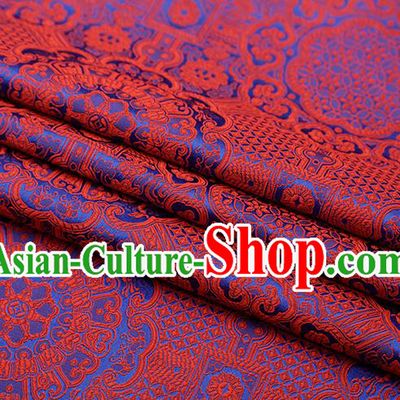 Chinese Traditional Avalokitesvara Pattern Red Brocade Fabric Cheongsam Satin Tapestry Drapery