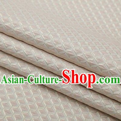 Chinese Traditional Rhomboids Pattern Light Pink Brocade Fabric Cheongsam Satin Tapestry Drapery
