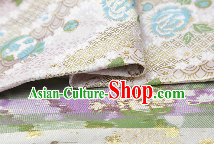 Chinese Traditional Peony Pattern White Brocade Fabric Cheongsam Satin Tapestry Drapery Chinese Traditional Peony Pattern White Brocade Fabric Cheongsam Satin Tapestry Drapery
