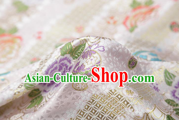 Chinese Traditional Peony Pattern White Brocade Fabric Cheongsam Satin Tapestry Drapery Chinese Traditional Peony Pattern White Brocade Fabric Cheongsam Satin Tapestry Drapery
