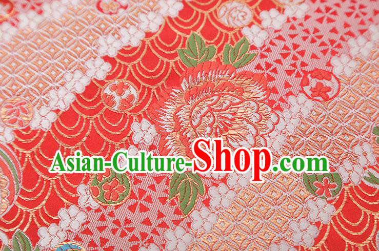 Chinese Traditional Peony Pattern Red Brocade Fabric Cheongsam Satin Tapestry Drapery Chinese Traditional Peony Pattern Red Brocade Fabric Cheongsam Satin Tapestry Drapery