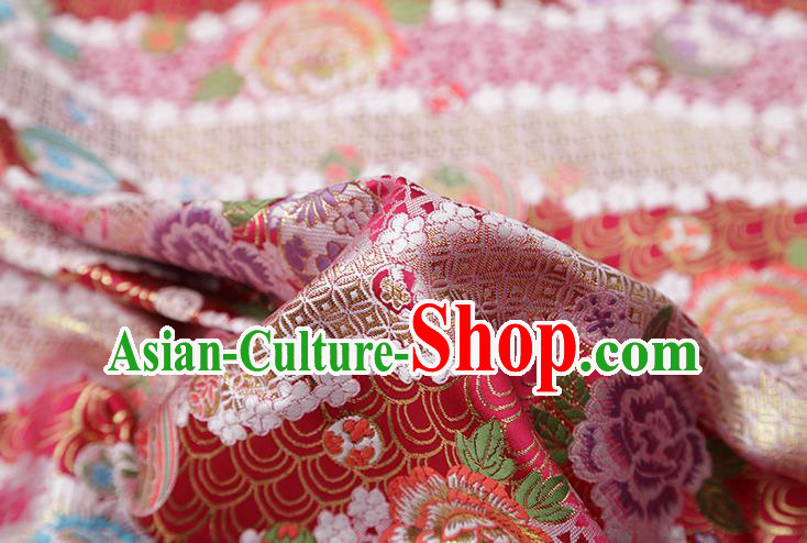 Chinese Traditional Peony Pattern Rosy Brocade Fabric Cheongsam Satin Tapestry Drapery Chinese Traditional Peony Pattern Rosy Brocade Fabric Cheongsam Satin Tapestry Drapery